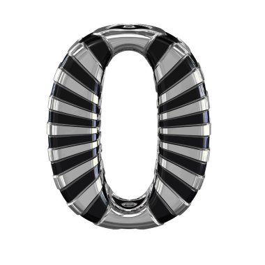 3D geri ve gümüş sembol. harf 0