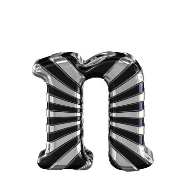 3D geri ve gümüş sembol. n harfi