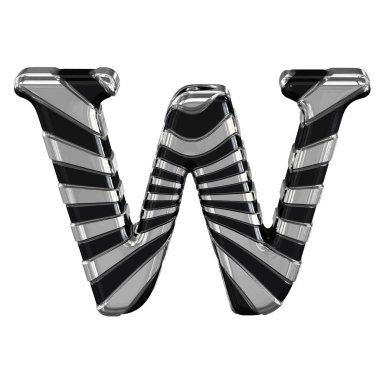 3D geri ve gümüş sembol. w harfi