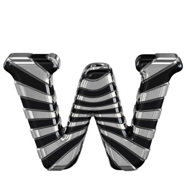 3D geri ve gümüş sembol. w harfi