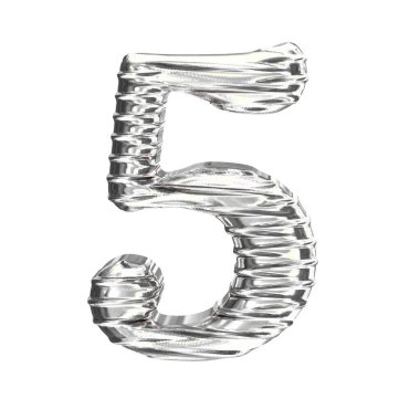 Gümüşten yapılmış 3D sembol. 5 numara.