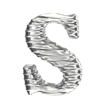 Gümüşten yapılmış 3D sembol. s harfi