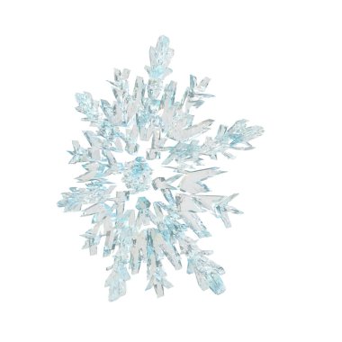 Buzdan yapılmış şeffaf 3D kar tanesi