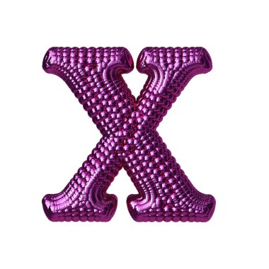 Mor 3D balonlardan yapılmış sembol. X harfi