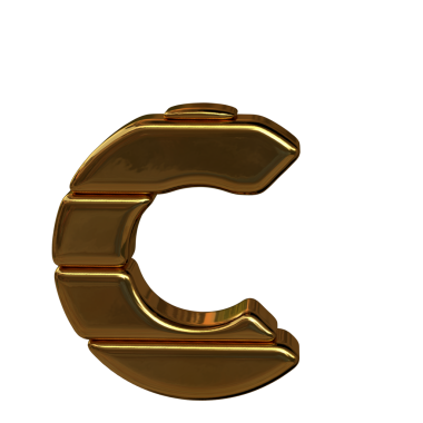 Altın yatay bloklardan yapılmış sembol. c harfi