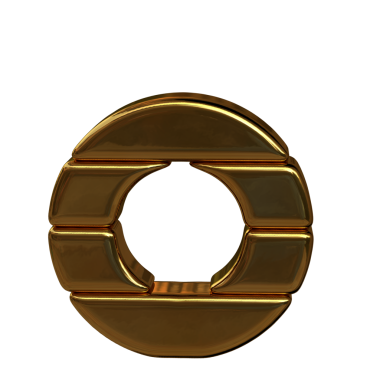 Altın yatay bloklardan yapılmış sembol. O harfi