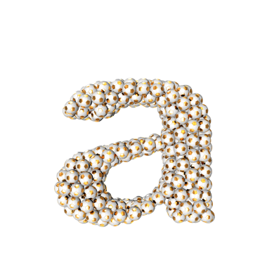 Altın futbol toplarından yapılmış bir sembol. harf a