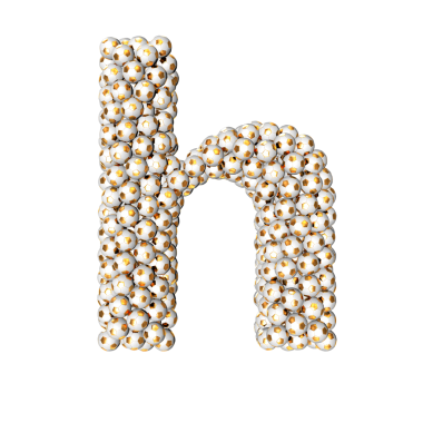 Altın futbol toplarından yapılmış bir sembol. h harfi