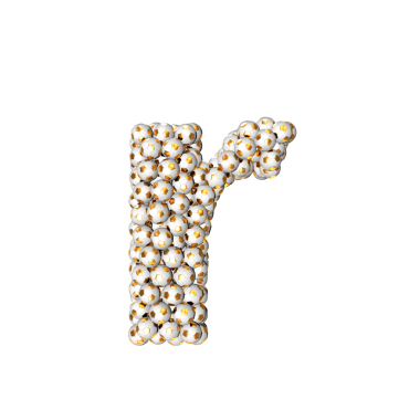 Altın futbol toplarından yapılmış bir sembol. harf r