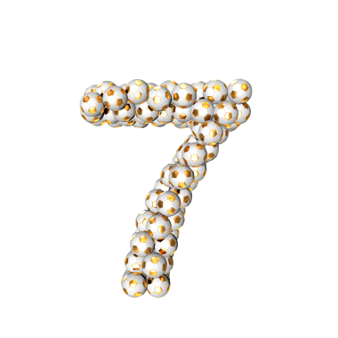 Altın futbol toplarından yapılmış bir sembol. 7 numara.