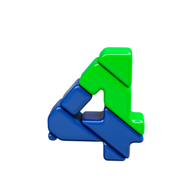 Yeşil ve mavi plastik sembol. 4 numara.