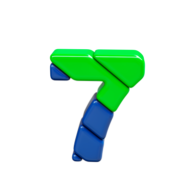 Yeşil ve mavi plastik sembol. 7 numara.