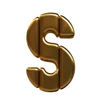Altın dikey bloklardan yapılmış sembol. s harfi