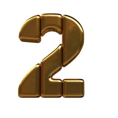 Altın dikey bloklardan yapılmış sembol. 2 numara.