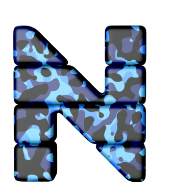 Mavi kamuflajlı harfler. büyük harf n