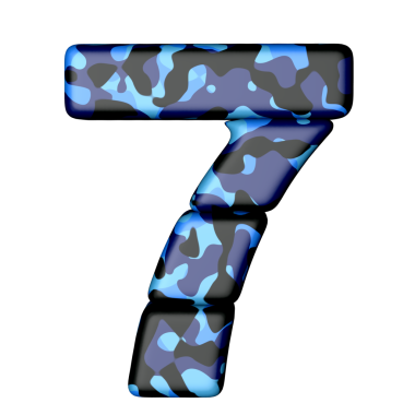 Mavi kamuflajlı numaralar. 7 numara.