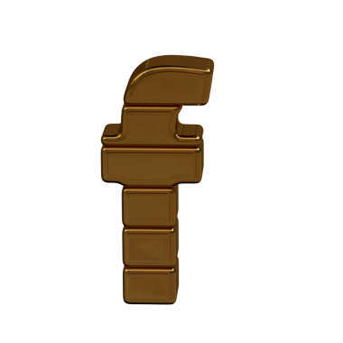 Altın bloklardan yapılmış bir sembol. F harfi