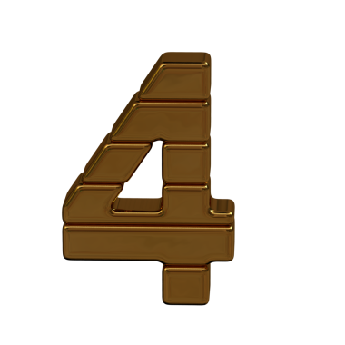 Altın bloklardan yapılmış bir sembol. 4 numara.