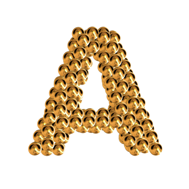 Kürelerden altın semboller. harf a