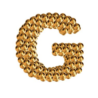 Kürelerden altın semboller. G harfi