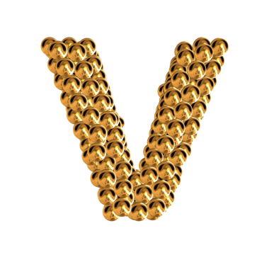 Kürelerden altın semboller. V harfi