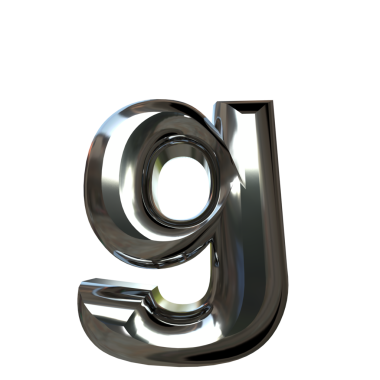 Eğimli gümüşten yapılmış sembol. G harfi