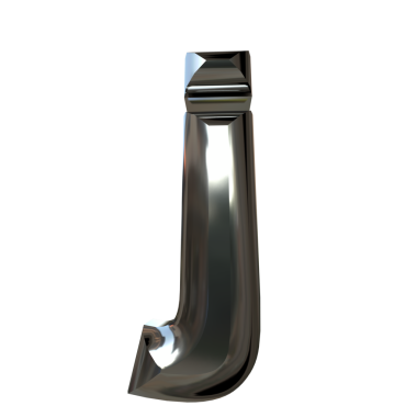 Eğimli gümüşten yapılmış sembol. J harfi