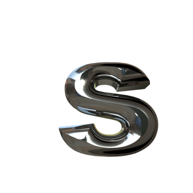 Eğimli gümüşten yapılmış sembol. s harfi