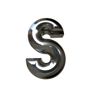 Eğimli gümüşten yapılmış sembol. s harfi