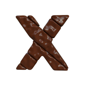 Çapraz çubuklardan yapılmış çikolata harfi. X harfi