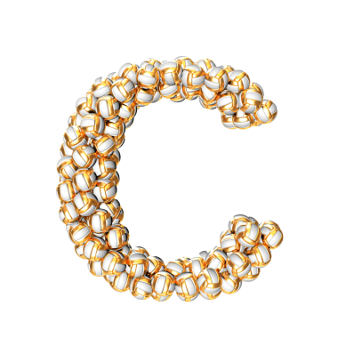 Altın voleyboldan yapılmış sembol. c harfi