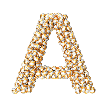 Altın voleyboldan yapılmış sembol. harf a