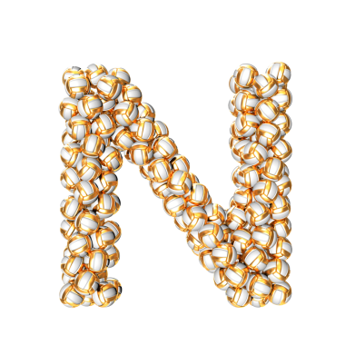 Altın voleyboldan yapılmış sembol. n harfi