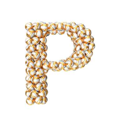 Altın voleyboldan yapılmış sembol. p harfi