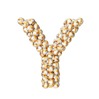 Altın voleyboldan yapılmış sembol. Y harfi