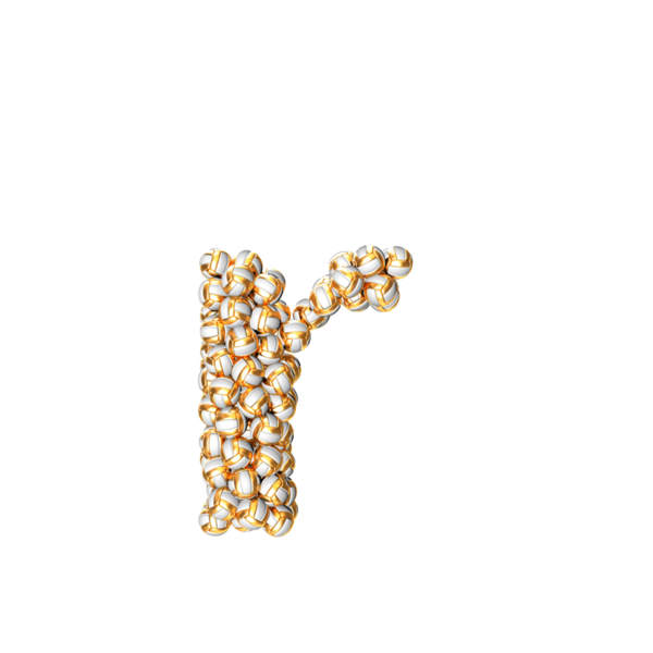 Altın voleyboldan yapılmış sembol. harf r