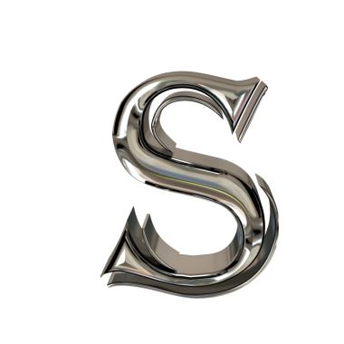 Gümüşten yapılmış bir sembol. s harfi