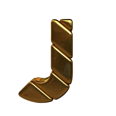 Birkaç altın külçesinden yapılmış sembol. J harfi