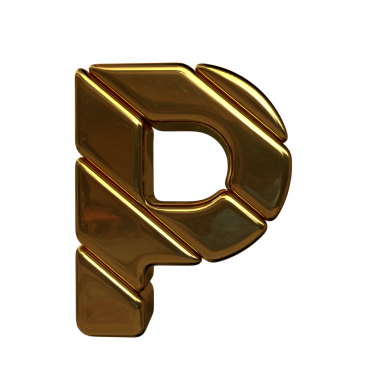 Birkaç altın külçesinden yapılmış sembol. p harfi