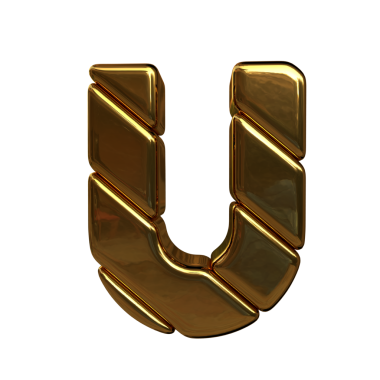 Birkaç altın külçesinden yapılmış sembol. harf u