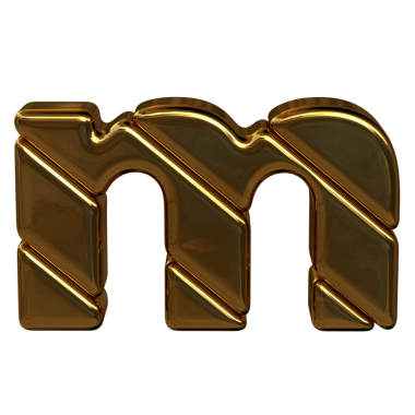 Birkaç altın külçesinden yapılmış sembol. M harfi