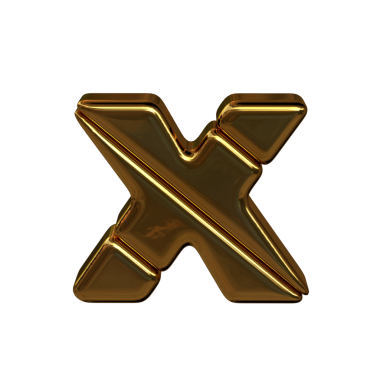 Birkaç altın külçesinden yapılmış sembol. X harfi