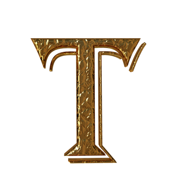 Çırpılmış altın harfler. Ön manzara. t harfi