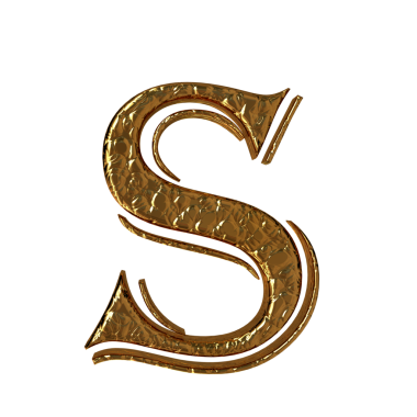 Çırpılmış altın harfler. Ön manzara. s harfi