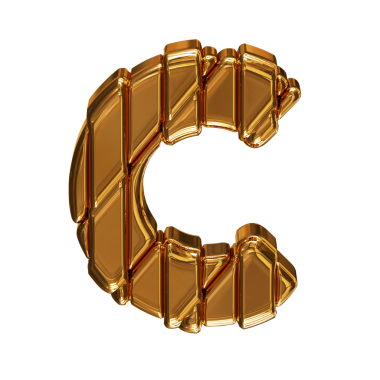 Çerçevedeki altın harfler. büyük harf c