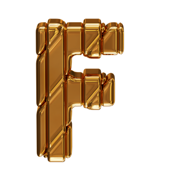 Çerçevedeki altın harfler. büyük harf F
