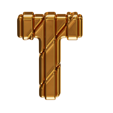 Çerçevedeki altın harfler. büyük harf t