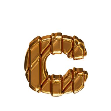 Çerçevedeki altın harfler. c harfi