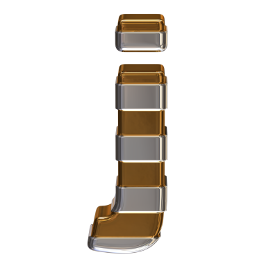 Yatay gümüş kayışlı altın sembol. J harfi