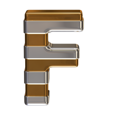 Yatay gümüş kayışlı altın sembol. F harfi